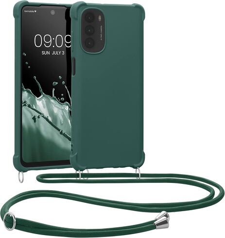 kwmobile Crossbody Case Compatible with Motorola Moto G62 5G Case - TPU Silicone Cover with Strap - Black in Saudi Arabia