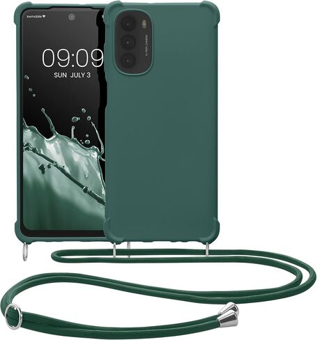 kwmobile Crossbody Case Compatible with Motorola Moto G62 5G Case - TPU Silicone Cover with Strap - Black in Saudi Arabia