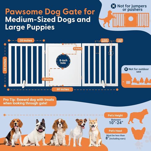 Freestanding Dog Gate | 60" Wide x 24" Tall Wooden 3 Panel Foldable Dog Gate Indoor Dog Fences Indoor | Pet Gates for Doorways No Drilling | Dog Gate for Stairs Doorways with Funny Art in Saudi Arabia