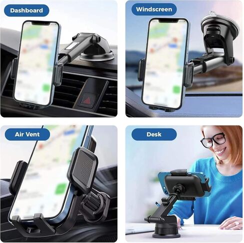 Phone Mount for Car,Military-Grade Car Phone Holder Mount Universal Automobile Dashboard Windshield Cell Phone Holder Truck Vent for iPhone 16 15 14 13 Pro Max Samsung in Saudi Arabia
