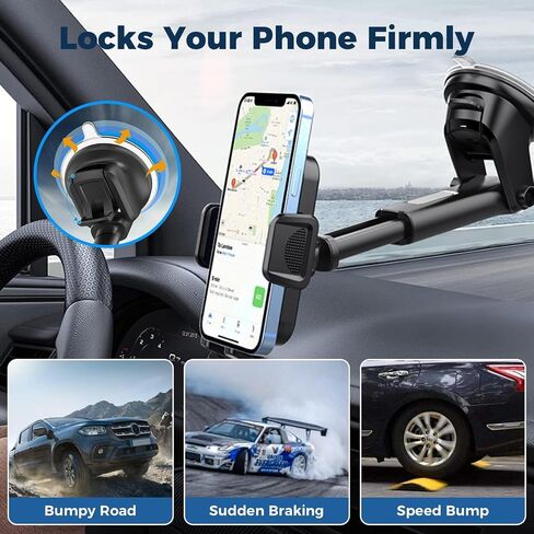 Phone Mount for Car,Military-Grade Car Phone Holder Mount Universal Automobile Dashboard Windshield Cell Phone Holder Truck Vent for iPhone 16 15 14 13 Pro Max Samsung in Saudi Arabia