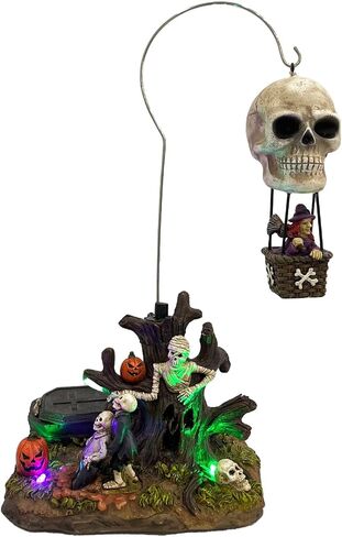 Flesh Eater's Refuge Zombie Theme Spooky Halloween Village Porcelain Colorful LED Lights and Music 7" x 5" x 6.75" in Kuwait