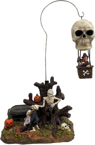 Flesh Eater's Refuge Zombie Theme Spooky Halloween Village Porcelain Colorful LED Lights and Music 7" x 5" x 6.75" in Kuwait