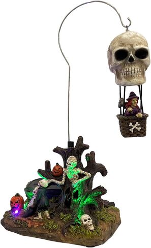 Flesh Eater's Refuge Zombie Theme Spooky Halloween Village Porcelain Colorful LED Lights and Music 7" x 5" x 6.75" in Kuwait