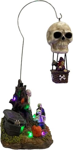 Flesh Eater's Refuge Zombie Theme Spooky Halloween Village Porcelain Colorful LED Lights and Music 7" x 5" x 6.75" in Kuwait