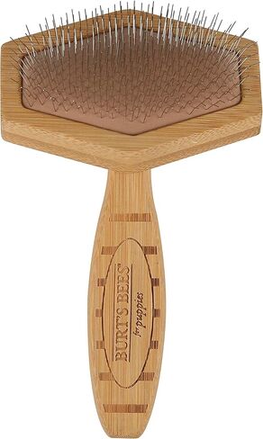 Burt's Bees for Pets Bamboo Slicker Brush - Removes Knots, Debris, and Loose Fur from Dogs and Puppies | Eco-Friendly Design with Recycled Materials in Saudi Arabia