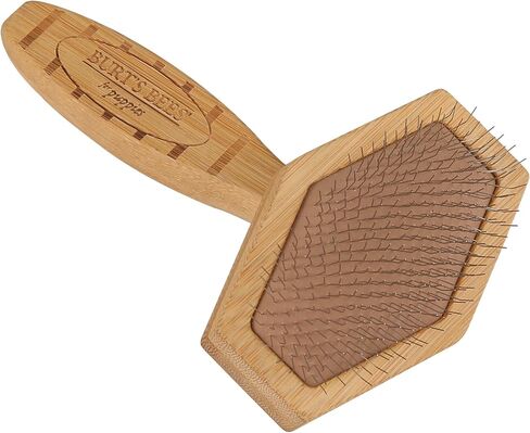 Burt's Bees for Pets Bamboo Slicker Brush - Removes Knots, Debris, and Loose Fur from Dogs and Puppies | Eco-Friendly Design with Recycled Materials in Saudi Arabia