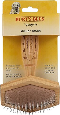 Burt's Bees for Pets Bamboo Slicker Brush - Removes Knots, Debris, and Loose Fur from Dogs and Puppies | Eco-Friendly Design with Recycled Materials in Saudi Arabia