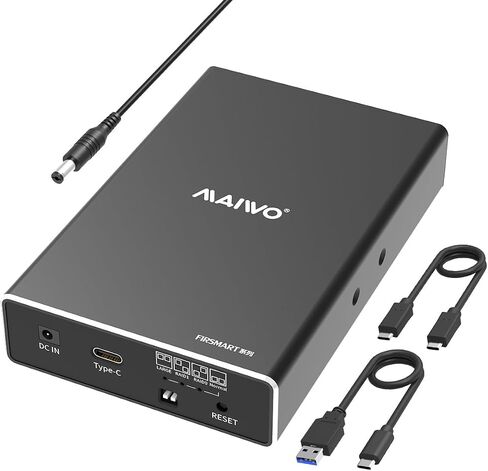 حاوية محرك الأقراص الصلبة MAIWO Dual Bay RAID لمحرك الأقراص الصلبة SATA SSD مقاس 2.5 بوصة، RAID 0/RAID 1/JBOD/PM، USB 3.1 GEN 2 10 جيجابت في الثانية مع UASP، سعة 16 تيرابايت، محرك أقراص HDD خارجي من الألومنيوم in Kuwait