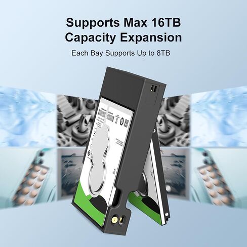 حاوية محرك الأقراص الصلبة MAIWO Dual Bay RAID لمحرك الأقراص الصلبة SATA SSD مقاس 2.5 بوصة، RAID 0/RAID 1/JBOD/PM، USB 3.1 GEN 2 10 جيجابت في الثانية مع UASP، سعة 16 تيرابايت، محرك أقراص HDD خارجي من الألومنيوم in Kuwait