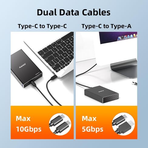 حاوية محرك الأقراص الصلبة MAIWO Dual Bay RAID لمحرك الأقراص الصلبة SATA SSD مقاس 2.5 بوصة، RAID 0/RAID 1/JBOD/PM، USB 3.1 GEN 2 10 جيجابت في الثانية مع UASP، سعة 16 تيرابايت، محرك أقراص HDD خارجي من الألومنيوم in Kuwait
