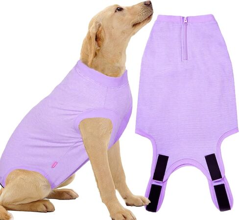 Dog Surgery Recovery Suit for Large Female Spay,Anti Licking Dog Surgical Recovery Onesie,Fashion Striped Purple L in Saudi Arabia