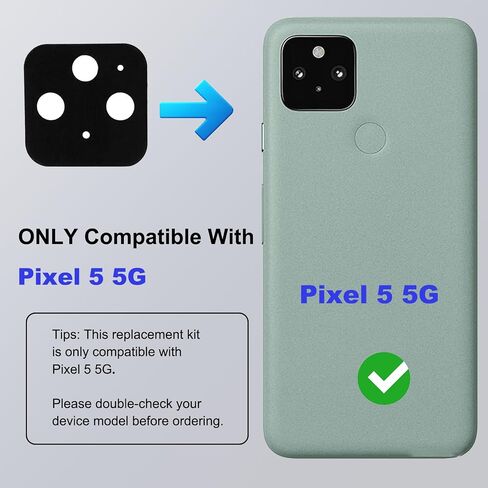 3 Pack for Pixel 5 Back Rear Camera Lens Glass Replacement, Back Camera Lens with Pre-Cut Tape Compatible with Pixel 5, Included Instruction Manual, Toolkit in Saudi Arabia