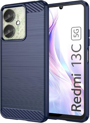 for Xiaomi Redmi13C Phone case, Shockproof, Scratch Resistant Carbon Fiber Jacket, Soft TPU, for xiao Mi Poco C65 case (Blue) in Kuwait