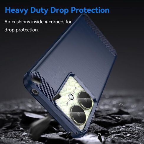 for Xiaomi Redmi13C Phone case, Shockproof, Scratch Resistant Carbon Fiber Jacket, Soft TPU, for xiao Mi Poco C65 case (Blue) in Kuwait
