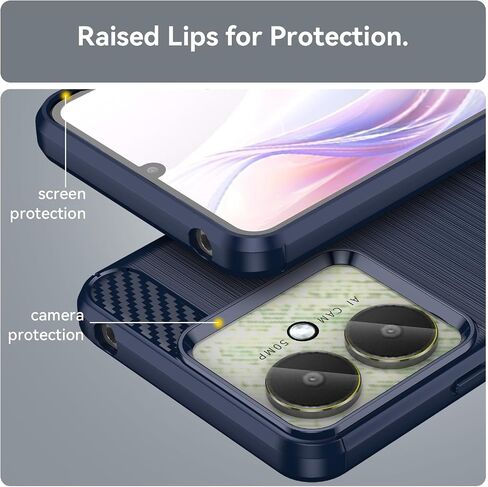for Xiaomi Redmi13C Phone case, Shockproof, Scratch Resistant Carbon Fiber Jacket, Soft TPU, for xiao Mi Poco C65 case (Blue) in Kuwait