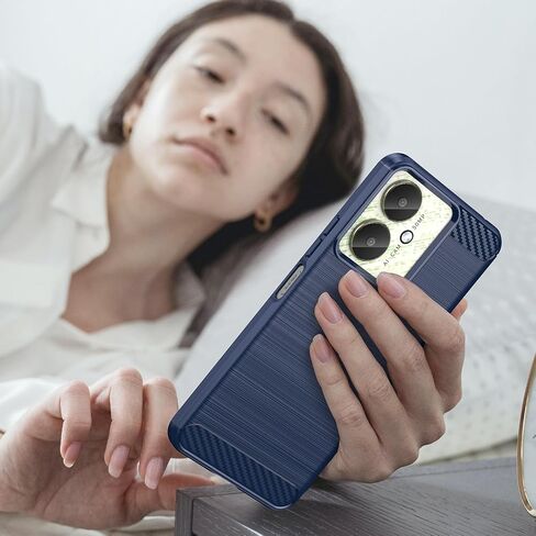 for Xiaomi Redmi13C Phone case, Shockproof, Scratch Resistant Carbon Fiber Jacket, Soft TPU, for xiao Mi Poco C65 case (Blue) in Kuwait