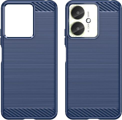 for Xiaomi Redmi13C Phone case, Shockproof, Scratch Resistant Carbon Fiber Jacket, Soft TPU, for xiao Mi Poco C65 case (Blue) in Kuwait
