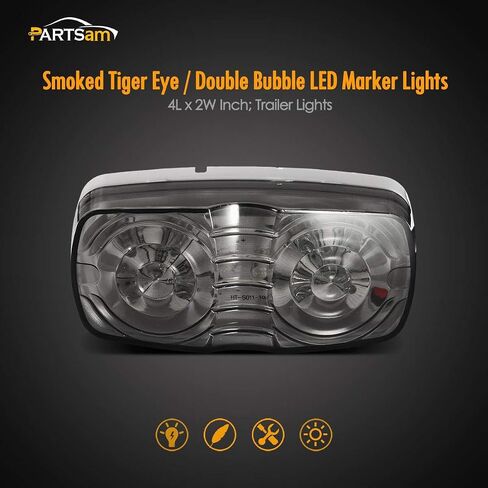 Partsam 14x Trailer RV Marker LED Light Double Bullseye 10 Diodes Clearance Light Red/Amber, 4x2 Tiger Eye/Double Bubble 12V Rectangular LED Side Marker Light Indicators Surface Mount Camper Trucks in Saudi Arabia