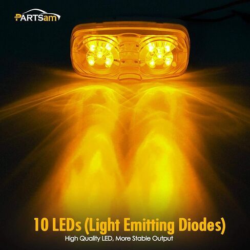 Partsam 14x Trailer RV Marker LED Light Double Bullseye 10 Diodes Clearance Light Red/Amber, 4x2 Tiger Eye/Double Bubble 12V Rectangular LED Side Marker Light Indicators Surface Mount Camper Trucks in Saudi Arabia