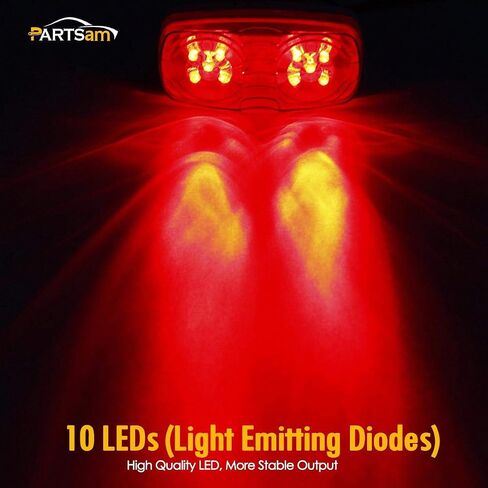 Partsam 14x Trailer RV Marker LED Light Double Bullseye 10 Diodes Clearance Light Red/Amber, 4x2 Tiger Eye/Double Bubble 12V Rectangular LED Side Marker Light Indicators Surface Mount Camper Trucks in Saudi Arabia