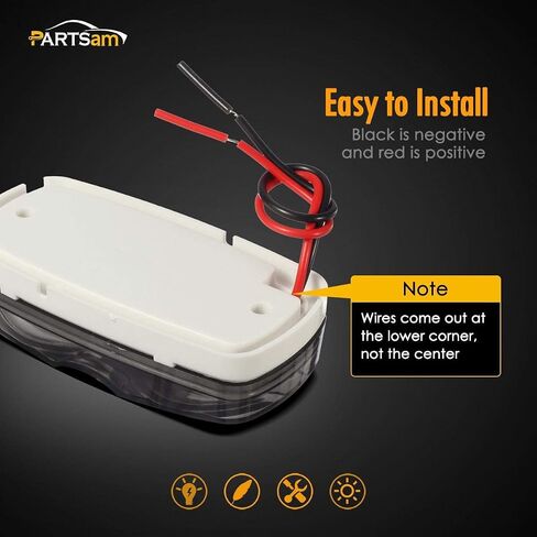 Partsam 14x Trailer RV Marker LED Light Double Bullseye 10 Diodes Clearance Light Red/Amber, 4x2 Tiger Eye/Double Bubble 12V Rectangular LED Side Marker Light Indicators Surface Mount Camper Trucks in Saudi Arabia