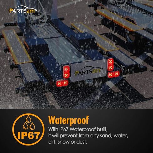 Partsam 14x Trailer RV Marker LED Light Double Bullseye 10 Diodes Clearance Light Red/Amber, 4x2 Tiger Eye/Double Bubble 12V Rectangular LED Side Marker Light Indicators Surface Mount Camper Trucks in Saudi Arabia