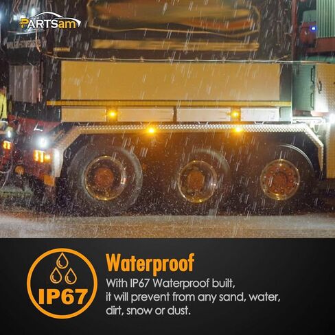 Partsam 14x Trailer RV Marker LED Light Double Bullseye 10 Diodes Clearance Light Red/Amber, 4x2 Tiger Eye/Double Bubble 12V Rectangular LED Side Marker Light Indicators Surface Mount Camper Trucks in Saudi Arabia