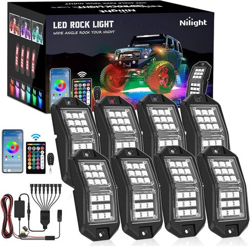Nilight RGB LED Rock Lights Kit, 4 pods Underglow Multicolor Neon Light Pod with Bluetooth App Control Flashing Music Mode Wheel Well Light for Truck ATV UTV RZR SUV in Saudi Arabia