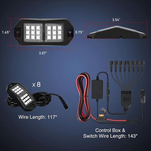 Nilight RGB LED Rock Lights Kit, 4 pods Underglow Multicolor Neon Light Pod with Bluetooth App Control Flashing Music Mode Wheel Well Light for Truck ATV UTV RZR SUV in Saudi Arabia