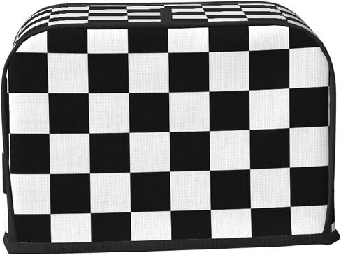 Black White Checkered 2 Slice Bread Machine Cover With Pockets, Toaster Cover Fingerprint Protection/Machine Washable Fits For Most Standard Toasters - S in Saudi Arabia
