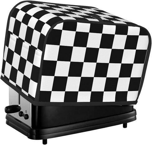 Black White Checkered 2 Slice Bread Machine Cover With Pockets, Toaster Cover Fingerprint Protection/Machine Washable Fits For Most Standard Toasters - S in Saudi Arabia