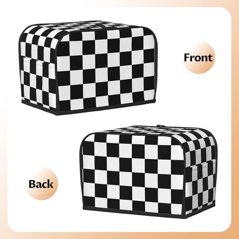 Black White Checkered 2 Slice Bread Machine Cover With Pockets, Toaster Cover Fingerprint Protection/Machine Washable Fits For Most Standard Toasters - S in Saudi Arabia