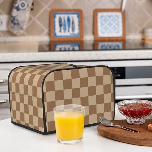 Black White Checkered 2 Slice Bread Machine Cover With Pockets, Toaster Cover Fingerprint Protection/Machine Washable Fits For Most Standard Toasters - S in Saudi Arabia