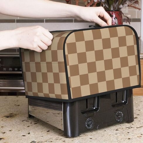 Black White Checkered 2 Slice Bread Machine Cover With Pockets, Toaster Cover Fingerprint Protection/Machine Washable Fits For Most Standard Toasters - S in Saudi Arabia