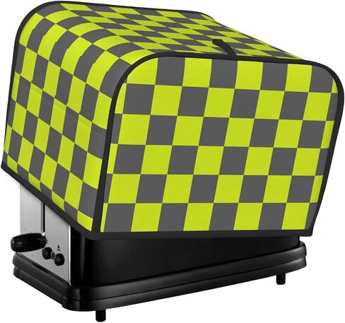 Black White Checkered 2 Slice Bread Machine Cover With Pockets, Toaster Cover Fingerprint Protection/Machine Washable Fits For Most Standard Toasters - S in Saudi Arabia