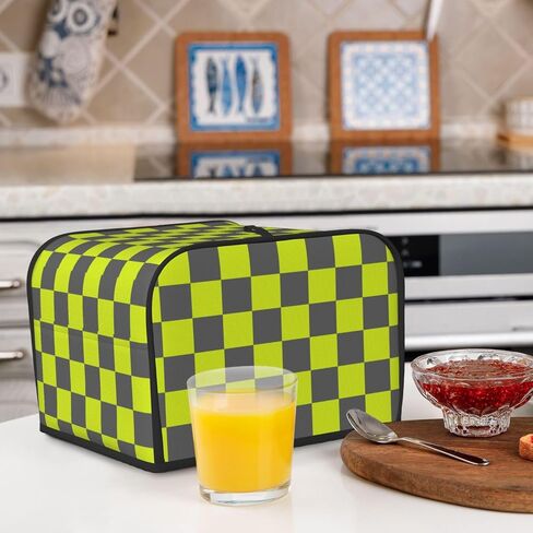 Black White Checkered 2 Slice Bread Machine Cover With Pockets, Toaster Cover Fingerprint Protection/Machine Washable Fits For Most Standard Toasters - S in Saudi Arabia