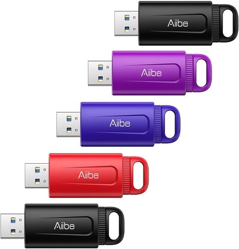 محرك أقراص فلاش Aiibe سعة 32 جيجابايت، 5 عبوات محرك أقراص USB 32 جيجابايت USB 2.0، عصا ذاكرة USB 32 جيجابايت، محرك فلاش USB مجمعة، حزمة متعددة لأجهزة الكمبيوتر المحمول (32 جيجابايت، ملون) in Saudi Arabia