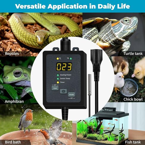 SYSAI Reptile Heat Lamp with Digital Thermostat Controller Set, Temperature and Timing Controllable, Dimmable Heat Lamp for Reptiles Turtle Lizard Snake, UVA UVB Heat Lamp (2 Light Bulbs E27) in Saudi Arabia