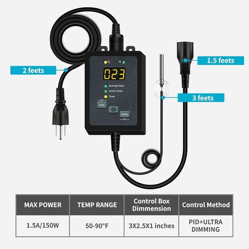 SYSAI Reptile Heat Lamp with Digital Thermostat Controller Set, Temperature and Timing Controllable, Dimmable Heat Lamp for Reptiles Turtle Lizard Snake, UVA UVB Heat Lamp (2 Light Bulbs E27) in Saudi Arabia