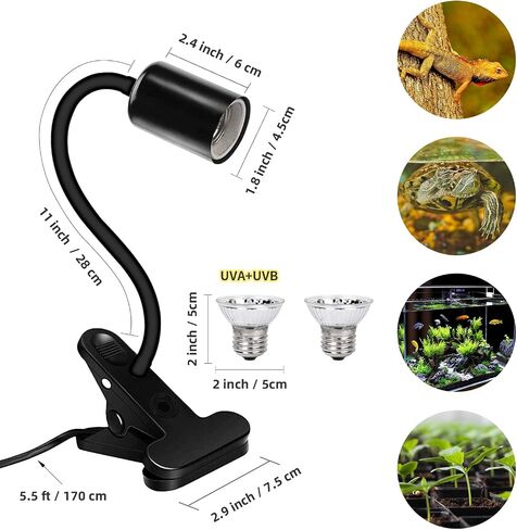 SYSAI Reptile Heat Lamp with Digital Thermostat Controller Set, Temperature and Timing Controllable, Dimmable Heat Lamp for Reptiles Turtle Lizard Snake, UVA UVB Heat Lamp (2 Light Bulbs E27) in Saudi Arabia