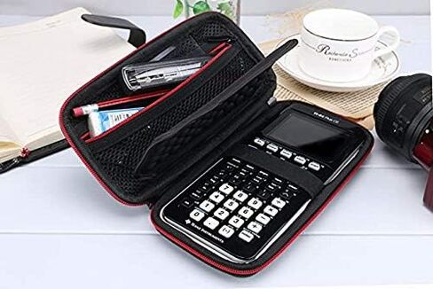 Case for Texas Instruments TI-84 TI-83 Plus CE Graphing Calculators and More - Hard EVA Travel Carrying Shockproof Storage Bag (Black with red Zipper) in Kuwait