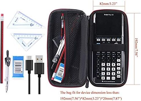 Case for Texas Instruments TI-84 TI-83 Plus CE Graphing Calculators and More - Hard EVA Travel Carrying Shockproof Storage Bag (Black with red Zipper) in Kuwait