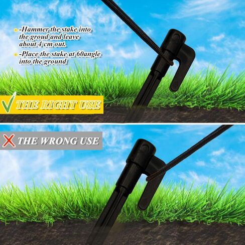50 عبوة من أوتاد خيمة بلاستيكية مقاس 9 بوصة، أوتاد خيمة شديدة التحمل أوتاد مناظر طبيعية للحديقة، أوتاد مظلة بخطاف مدبب للتخييم والبستنة وحقائب الظهر في الحديقة الخارجية (أسود) in Kuwait