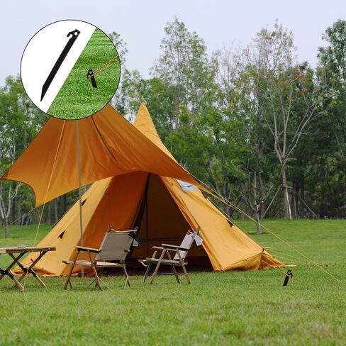 50 عبوة من أوتاد خيمة بلاستيكية مقاس 9 بوصة، أوتاد خيمة شديدة التحمل أوتاد مناظر طبيعية للحديقة، أوتاد مظلة بخطاف مدبب للتخييم والبستنة وحقائب الظهر في الحديقة الخارجية (أسود) in Kuwait