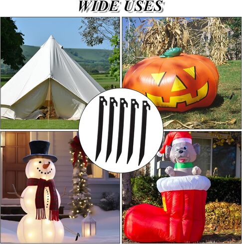 50 عبوة من أوتاد خيمة بلاستيكية مقاس 9 بوصة، أوتاد خيمة شديدة التحمل أوتاد مناظر طبيعية للحديقة، أوتاد مظلة بخطاف مدبب للتخييم والبستنة وحقائب الظهر في الحديقة الخارجية (أسود) in Kuwait