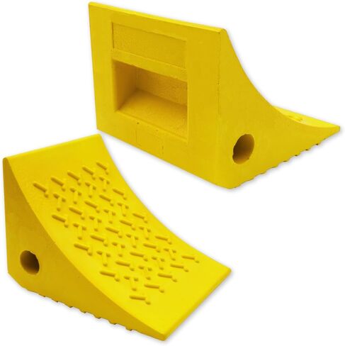 SECURITYMAN Heavy Duty Wheel Chocks (2 Pack) - Durable, Non-Slip, Solid Rubber Wheel Chocks for Boat Trailers, RV, Truck, Camper - Perfect on All Surfaces and in All Weather - Orange in Saudi Arabia