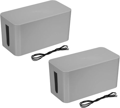 MECCANIXITY Cable Management Box PS Cord Organizer Box with Tie to Hide Wires & Power Strips Desk TV Computer Cable Organizer Box for Home/Office Small Size Gray 2 Pcs in Saudi Arabia