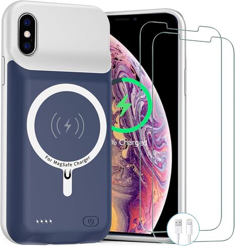 Battery Case for iPhone X/ XS, Newest 10000mAh Rechargeable Portable Charging Case with Wireless Charging Compatible for iPhone X/ XS (5.8 inch) with Carplay Extended Battery Pack Charger Case (Pink) in Saudi Arabia