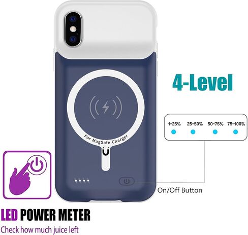 Battery Case for iPhone X/ XS, Newest 10000mAh Rechargeable Portable Charging Case with Wireless Charging Compatible for iPhone X/ XS (5.8 inch) with Carplay Extended Battery Pack Charger Case (Pink) in Saudi Arabia